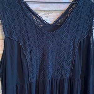 Black Lace Detail Tank Top 2X